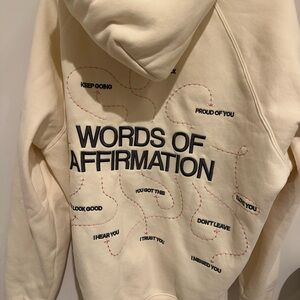 Dandy Worldwide Cream Hoodie with words of affirmation